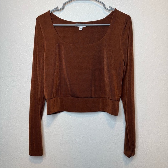 bp Tops - BP. Long Sleeve Copper Brown Shimmer Crop Top Size Large